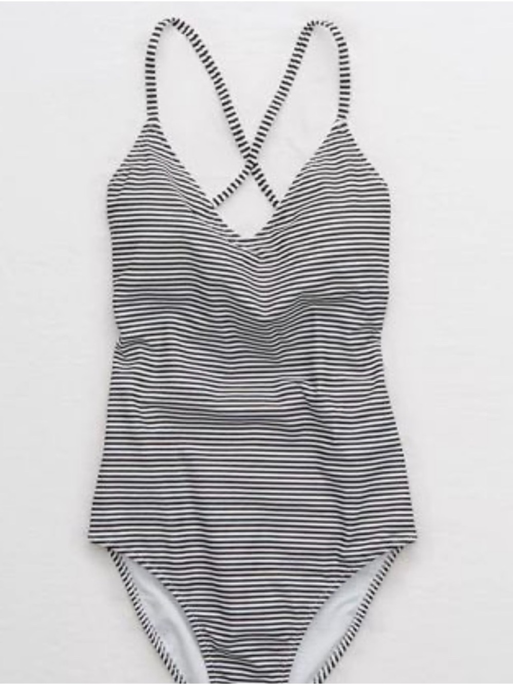 Aerie Striped Black and White One-Piece Swimsuit